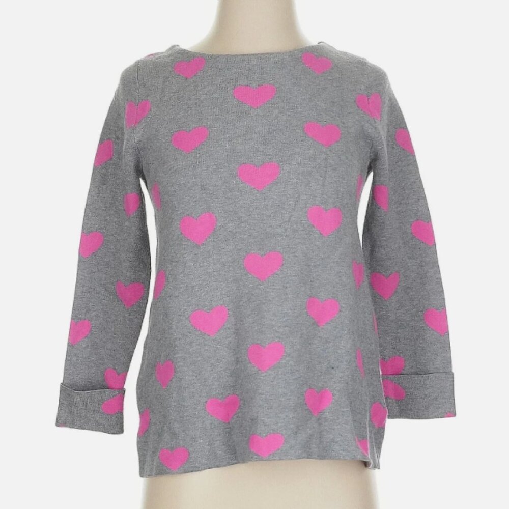 EUC Cynthia Rowley Gray Top with Pink Hearts